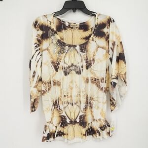 ONE WORLD NWT MEDIUM BUTTERFLY ACCENT  BLOUSE